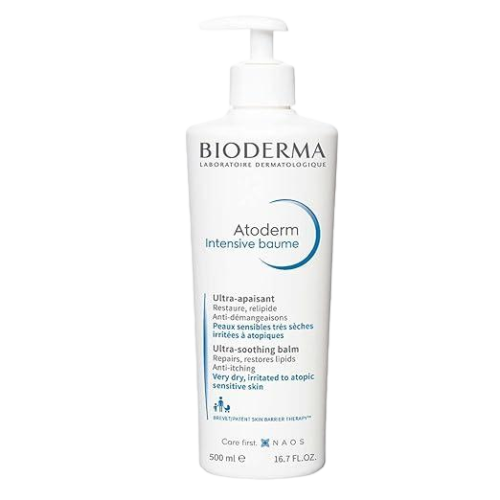 Bioderma Atoderm Intensive Balm, Hydrating Balm for Dry to Atopic Sensitive Skin, Face & Body Moisturizer with Ultra Soothing Anti-Itching Formula, Fragrance-Free, Non-Greasy & Non-Sticky for Family 16.7 fl oz/ 500ml
