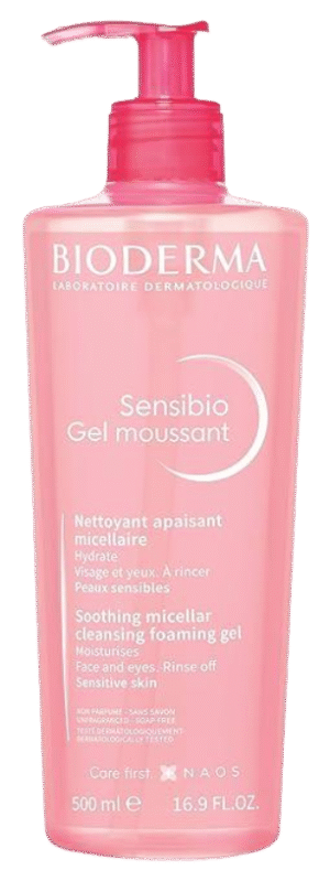 Bioderma Sensibio Foaming Gel Cleansing and Make-Up Removing Refreshing feeling for Sensitive Skin Unscented 16.9 fl oz/ 500ml