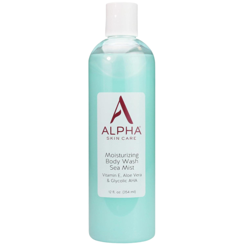 Alpha Skin Care Moisturizing Body Wash, Gentle Soap-Free Anti-Aging Formula, Glycolic AHA, Vitamin E & Aloe Vera, Conditions & Soothes, All Skin Types Hydroxy Acid, 12 Oz/ 354ml