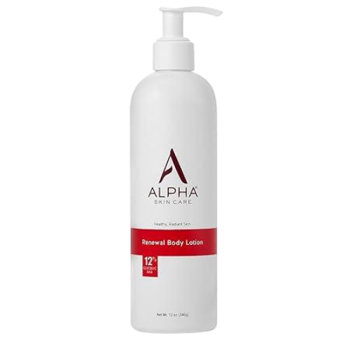 Alpha Skin Care Revitalizing Body Lotion, 12% Glycolic AHA, Simple & Effective Daily Moisturizer with Alpha Hydroxy Acid, Hydrates & Exfoliates for Soft, Smooth Skin, Anti-Aging, 12 Oz/ 340g