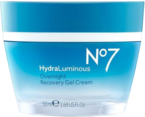 ui_prev_ui No7 Hydraluminous Overnight Recovery Gel Cream - Moisturizing Face Cream with Vitamin C + Vitamin E - Night time Gel Moisturizer for Hydration 1.69 fl oz/ 50ml