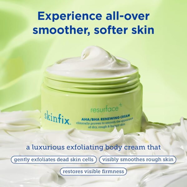 Skinfix Resurface+ AHA/BHA Renewing Cream: Exfoliating Body Cream That Visibly Smooths Rough, Bumpy & Crepey Skin While Moisturizing With Shea Butter, Jojoba Oil & Glycerin, 10 Fl Oz/ 296ml