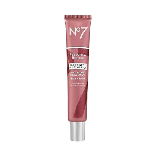 uoo_prev_ui No7 Restore & Renew Multi Action Serum for Face & Neck - Anti Aging Serum for Neck Firming and Tightening - Infused with Hydrating Collagen Peptides & Hyaluronic Acid for Crepey Skin 30ml/ 1.0 fl oz
