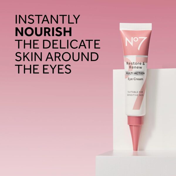 No7 Restore & Renew Multi Action Eye Cream - Skin Renewing Under Eye Cream for Puffiness & Dark Circles - Moisturizing Formula for Wrinkles 15ml/ 0.5 fl oz