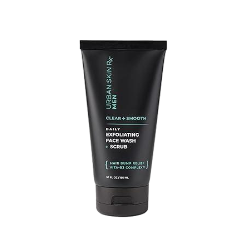 Daily Mens Exfoliating Face Wash + Scrub | Urban Skin Rx® | Powerful 2-in-1 Cleanser and Scrub | Cleans Pores of Dirt and Oil. Formulated with Salicylic Acid, Jojoba Beads and Niacinamide | 5.1 fl oz/ 150ml