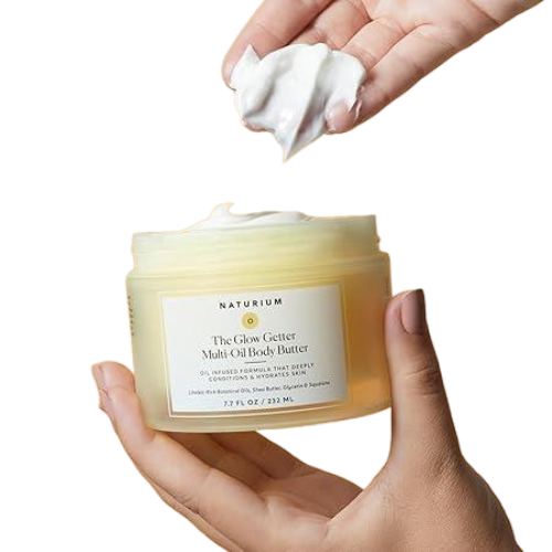 Naturium The Glow Getter Whipped Multi-Oil Body Butter, Firming Cream & Body Moisturizer with Shea Butter, 7.7 fl oz/232ml