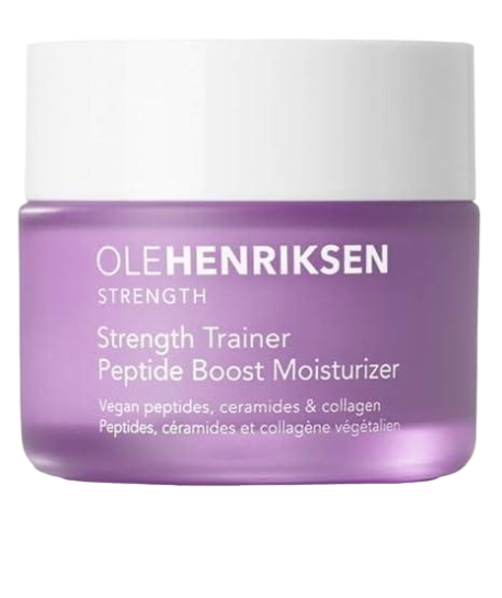 Ole Henriksen Strenth Trainer Peptide Boost Facial Moisturizer with ceramides and collagen Full Size UNBOXED 1.7 fluid ounces 50 milliliter Jar