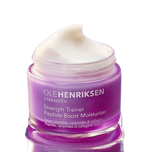 Ole Henriksen Strenth Trainer Peptide Boost Facial Moisturizer with ceramides and collagen Full Size UNBOXED 1.7 fluid ounces 50 milliliter Jar