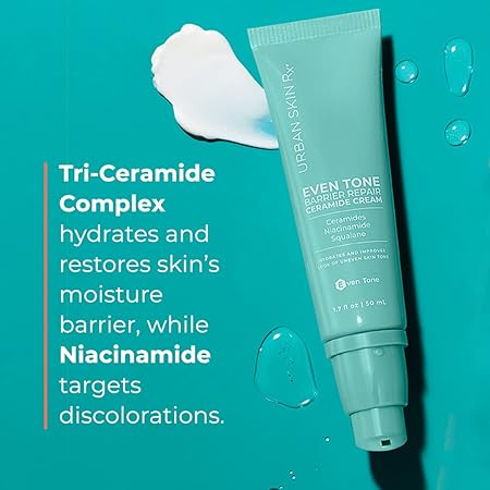 Urban Skin Rx Even Tone Barrier Repair Cream | Daily Facial Hydrator with Ceramides, Niacinamide, Squalane | 1.7 Fl Oz/ 50ml