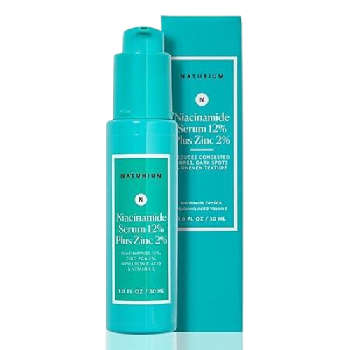 Naturium Niacinamide Face Serum 12% Plus Zinc 2%, Anti-Aging, Pore Minimizer & Dark Spot Corrector with Hyaluronic Acid & Vitamin E, Vegan & Cruelty-Free, 1.0 fl oz/ 30ml