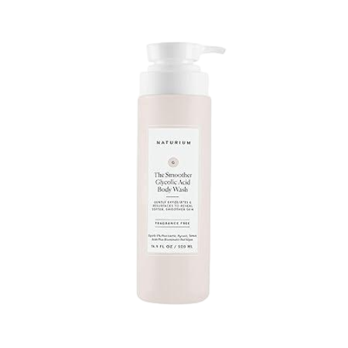 Naturium The Smoother Glycolic Acid Exfoliating Body Wash, Soft & Smoothing Cleanser, 16.9 oz/ 500ml
