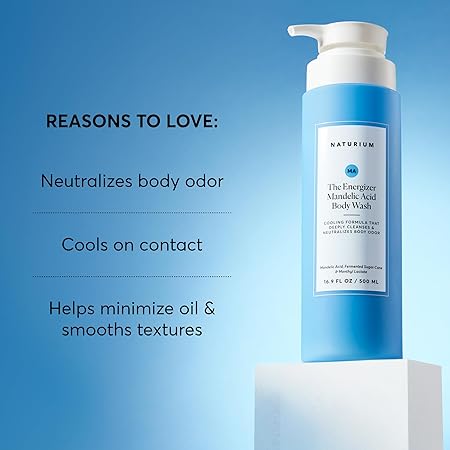 Naturium The Energizer Body Wash, Cooling & Refreshing Formula with Mandelic Acid, Deeply Cleanses & Neutralizes Body Odor, 16.9 oz/ 500ml