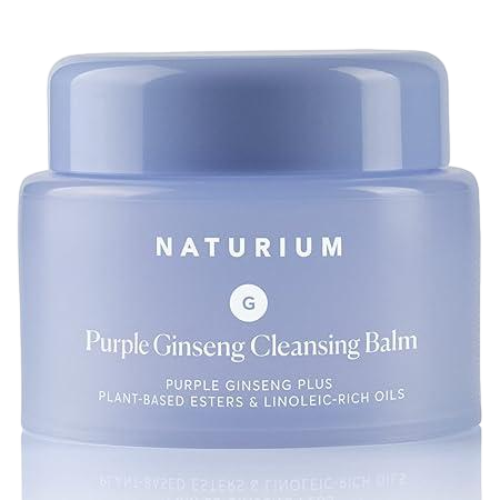 Naturium Purple Ginseng Cleansing Balm Plus Plant-Based Esters & Linoleic-Rich Oils, Smoothing Face Wash, 3.0 oz/ 88ml