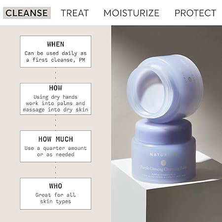 Naturium Purple Ginseng Cleansing Balm Plus Plant-Based Esters & Linoleic-Rich Oils, Smoothing Face Wash, 3.0 oz/ 88ml