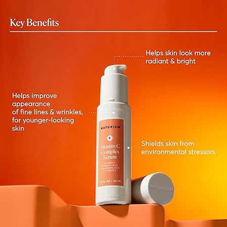 Naturium Vitamin C Complex Face Serum, Anti-Aging Facial Treatment with Hyaluronic Acid & Vitamin E, 1 fl oz/ 30ml