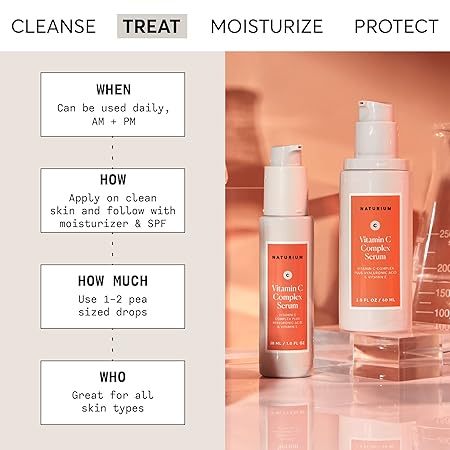Naturium Vitamin C Complex Face Serum, Anti-Aging Facial Treatment with Hyaluronic Acid & Vitamin E, 1 fl oz/ 30ml