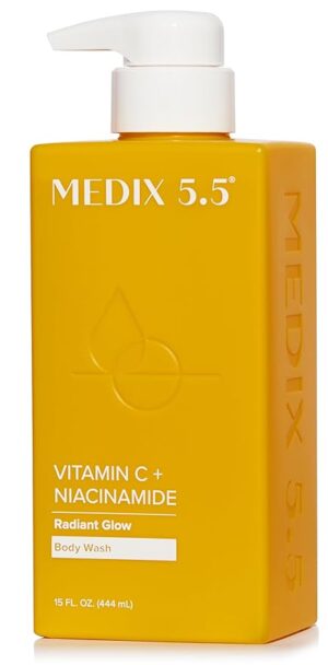 Medix 5.5 Radiant Glow Vitamin C Body Wash W/Niacinamide | Citrus Scented Gentle Body & Face Cleanser For Women, Men, Dry Skin, & Smoother-Looking Skin | Removes Dirt, Oil, & Impurities, 15 Fl Oz / 444ML