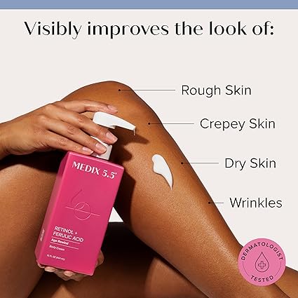 DAA Medix 5.5 Retinol Body Lotion Firming Moisturizer | Crepey Skincare Treatment | Retinol Body Cream | Anti Aging Firming Cream For Women Targets Look Of Crepe Skin, Wrinkles, & Sagging Skin, 15 Fl Oz / 444ML
