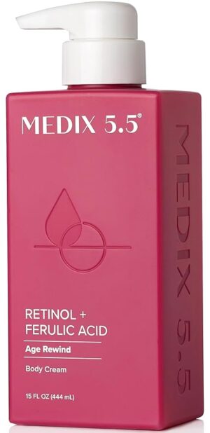 Medix 5.5 Retinol Body Lotion Firming Moisturizer | Crepey Skincare Treatment | Retinol Body Cream | Anti Aging Firming Cream For Women Targets Look Of Crepe Skin, Wrinkles, & Sagging Skin, 15 Fl Oz / 444ML