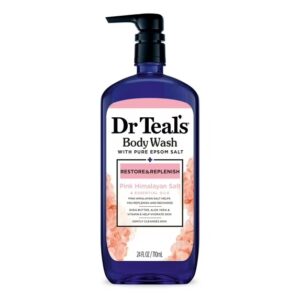 Dr Teal's Pink Himalayan Body Wash, Restore And Replenish With Pure Epsom Salt And Essential Oils, 24 Fl Oz / 710 Ml
