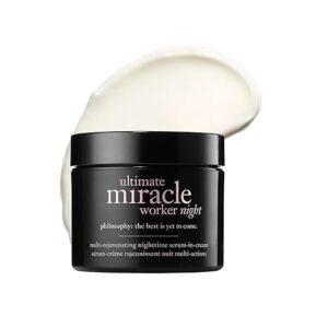 philosophy ultimate miracle worker multi-rejuvenating nighttime serum-in-cream face moisturizer - with retinol - targets all major signs of aging including fine lines & wrinkles - serum : 10ml / 0.34 fl oz cream : 50ml /1.7 fl oz
