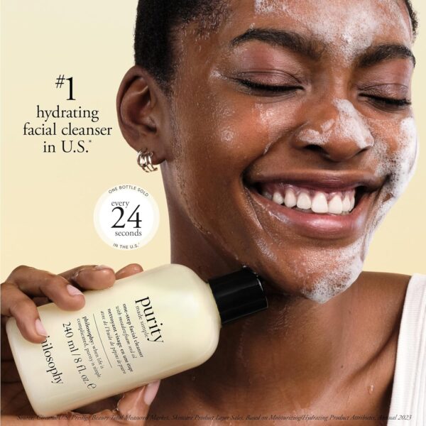 philosophy purity made simple one-step facial cleanser- with meadowfoam seed oil gently cleanses & melts away dirt, oil & stubborn makeup paraben-free face wash 90ml / 3 fl oz