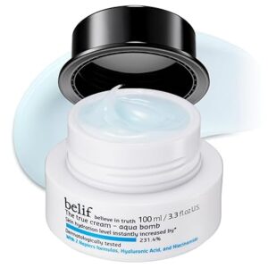 belif Aqua Bomb – Lightweight Gel Moisturizer with Niacinamide, Hyaluronic Acid & Squalane | 72H Hydration + Cooling Effect, Korean Skincare (3.3 fl oz) 100ml