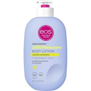 eos Shea Better Body Lotion Vanilla Cashmere, 24-Hour Moisture Skin Care, Lightweight & Non-Greasy, Natural Shea, Vegan, Vanilla Body Lotion, 16 fl oz / 473 ml