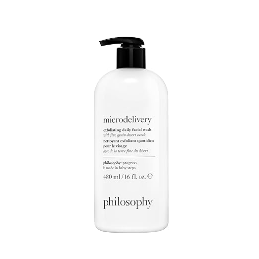 philosophy microdelivery exfoliating daily facial wash - with fine grain desert earth & gentle amino acids - scrubs away impurities & dead skin cells to alleviate dryness and rough texture 480ml / 16 fl oz