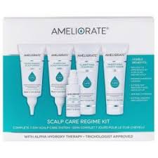 ameliorate scalp care regime kit transforming scalp serum 90ml /3.0 fl oz clarifying scalp exfoliating 90ml/ 3.0 fl oz clarifying shampoo 100ml / 3.3 fl oz smoothing conditioner 100ml / 3.3 fl oz soothing scalp essence 50 ml / 1.6 fl oz