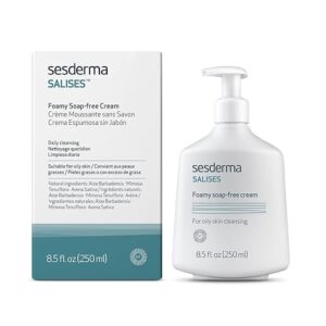 Sesderma SALISES Foamy Soap-Free Cream, Gentle Face Wash for Oily & Acne-Prone Skin, Salicylic Acid Pore Cleanser, 8.5 fl oz / 250ml