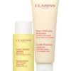 clarins paris cleansing sensations hydating gentle foam cleanser -125ml / 4.2 fl oz hydrating tonering lotion with aloe era and saffron flower extract 100ml / 3.4fl oz