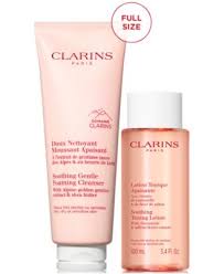 claris paris soothing gentle lotion cleanser with alpine herbs and shea butter extracts 125mln/ 4.2 fl oz soothing toning lotion with charmomile and saffron flower extracts 100ml / 3.4 fl oz