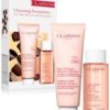 claris paris soothing gentle lotion cleanser with alpine herbs and shea butter extracts 125mln/ 4.2 fl oz soothing toning lotion with charmomile and saffron flower extracts 100ml / 3.4 fl oz