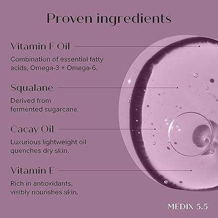 dggg MEDIX Body & Face Moisturizer 20% Vitamin F Oil Hydrating Body Booster & Face Serum | Concentrated Vitamin F + Vitamin E Oil Super Serum For Skin Barrier | Crepey Skin Treatment, 1.7 Fl Oz/ 50ml