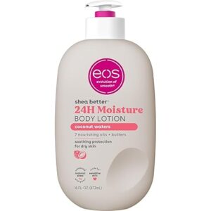 eos Shea Better Body Lotion Coconut Waters, 24-Hour Moisture Skin Care, Lightweight & Non-Greasy, Natural Shea, Vegan, Coconut Body Lotion, 16 fl oz / 473ml