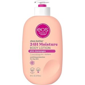 eos Shea Better Body Lotion Pink Champagne, 24-Hour Moisture Skin Care, Lightweight & Non-Greasy, Natural Shea, Vegan, 16 fl oz / 473ml