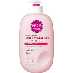 eos Shea Better Body Lotion Jasmine Peach, 24-Hour Moisture Skin Care, Lightweight & Non-Greasy, Natural Shea, Vegan, 16 fl oz / 473ml