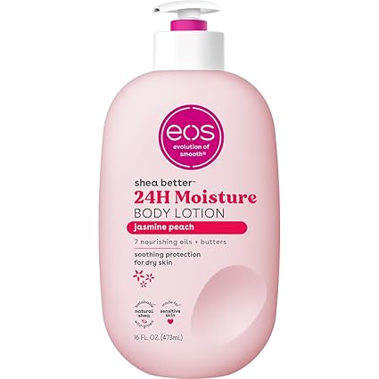 dy eos Shea Better Body Lotion Jasmine Peach, 24-Hour Moisture Skin Care, Lightweight & Non-Greasy, Natural Shea, Vegan, 16 fl oz / 473ml