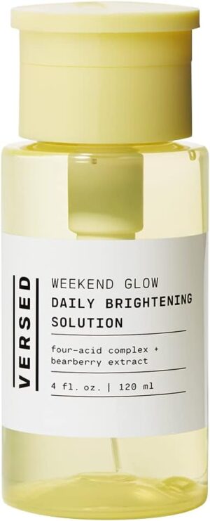 Versed Weekend Glow Daily Brightening AHA Liquid Exfoliant - Exfoliating Treatment with Vitamin C, Azelaic Acid and AHAs - Helps Even Skin Tone and Post Blemish Spots - Vegan (4 fl oz) 120ml