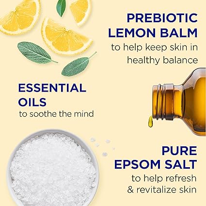 Dr Teal's Body Wash with Pure Epsom Salt, with Prebiotic Lemon Balm & Sage, 24 fl oz /710ml