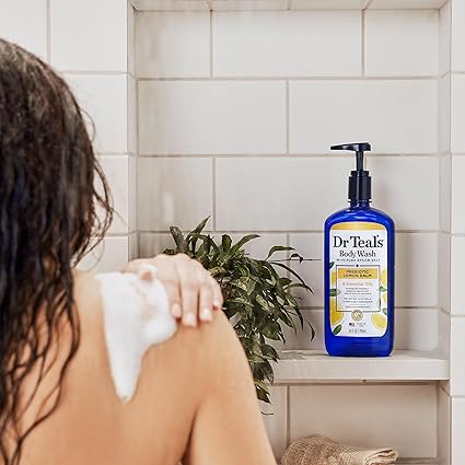 Dr Teal's Body Wash with Pure Epsom Salt, with Prebiotic Lemon Balm & Sage, 24 fl oz /710ml
