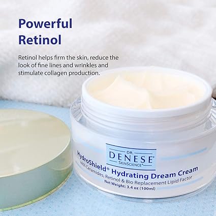 qaaa Dr. Denese SkinScience HydroShield Hydrating Dream Cream Advanced Hydration with Retinol, Peptides & Cermides To Help Maintain Moisture Tone & Elasticity - Reduce the Look of Fine Lines - 3.4oz / 100ml