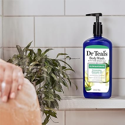 Dr Teal's Teal's Body Wash with Pure Epsom Salt, Glow & Hydrate with Avocado, 24 fl oz /710ml
