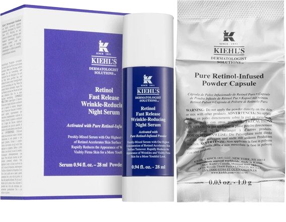 Kiehl's Dermatologist Solutions Retinol Fast Release Wrinkle-Reducing Night Serum (Serum 0.94 fl oz/ 28ml), (Powder 0.03 fl oz/ 1g)