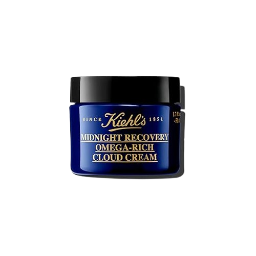 Kiehl's Midnight Recovery Omega Rich Botanical Night Cream, Overnight Renewing Face Moisturizer, Plumps & Replenishes Skin Barrier, with Omega Oils & Fatty Acids, Lavender Scent - 1.7 fl oz/ 50ml