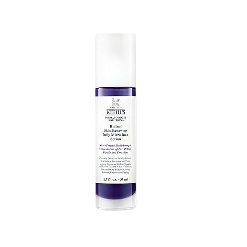 Kiehl's Daily Micro-Dose Anti-Aging Retinol Facial Serum, Reduces Wrinkles, Firms Skin, Evens Skin Tone, Youth Renewing & Hydrating Formula, with Retinol & Ceramides, Paraben-free, Fragrance-free 1.7 fl oz/ 50ml