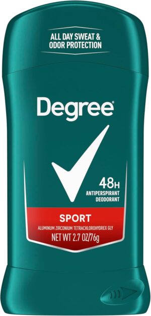 degree sport aluminum zirconium tetrachlorohydrex gly 48h antiperspirant deodorant 76g / 2.7 oz