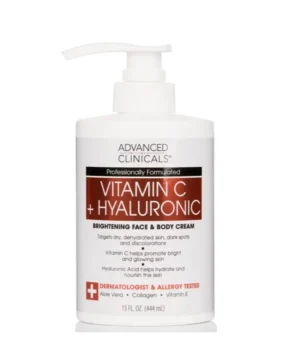 advanced clinicals vitamin c and  hyaluronic brightening face + body cream 444ml / 15 fl oz