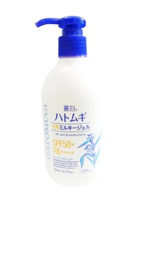hatomugi uv care and moisturizing spf 50 + pz ++++ the uv milky gel 250 ml / 8.5 fl oz